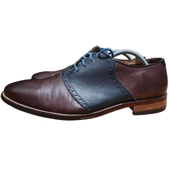 Cole Haan Williams Saddle II 4 Eyelet Oxford Blue Brown Shoes C21808 Men's 10.5 - Picture 3 of 11